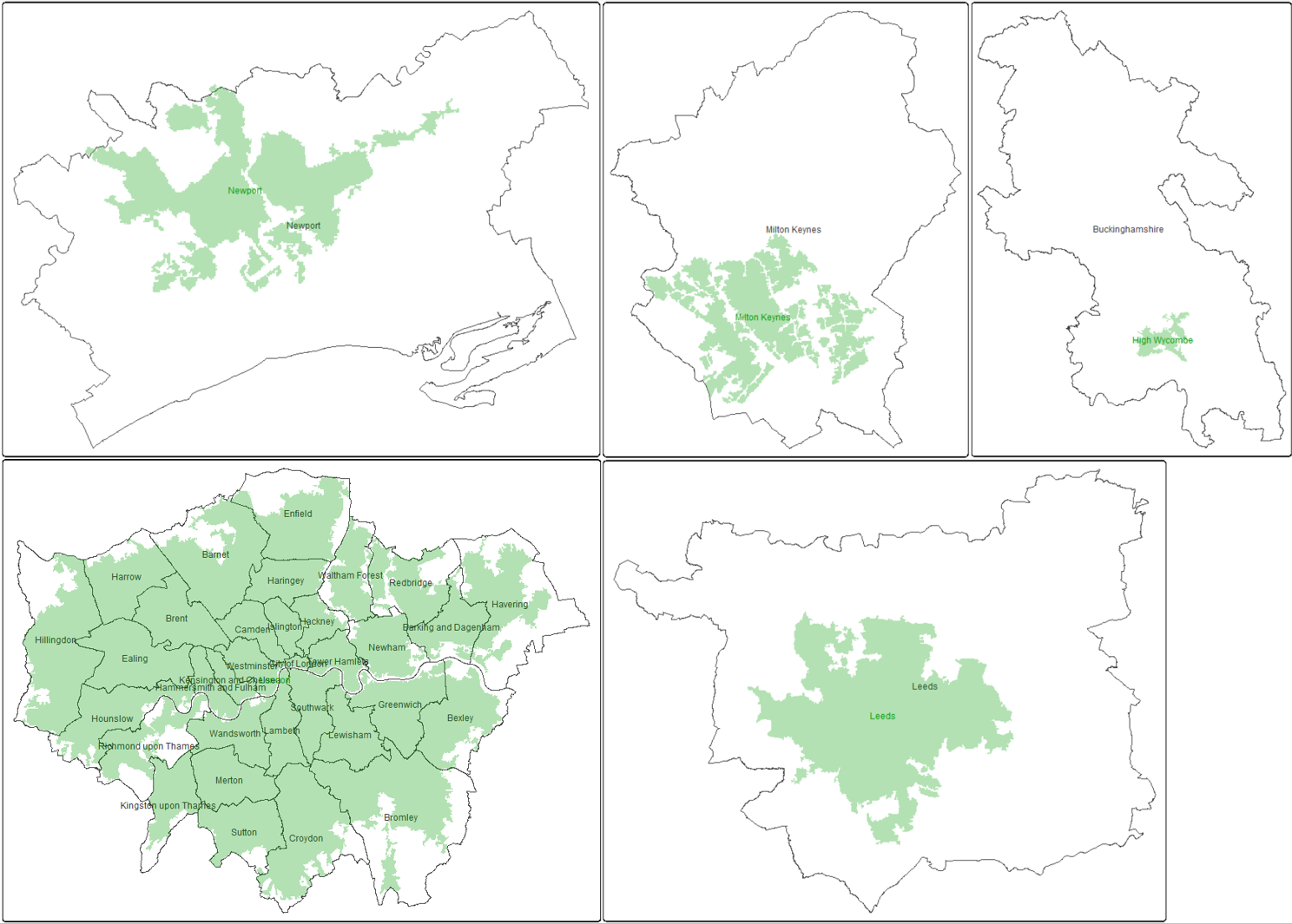UK metropolitan areas matched to local authority districts